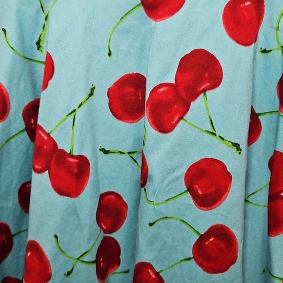 Ixia Retro Cherry Print Swing Dress Size Medium USA Quirky Novelty Rockabilly - Picture 5 of 12